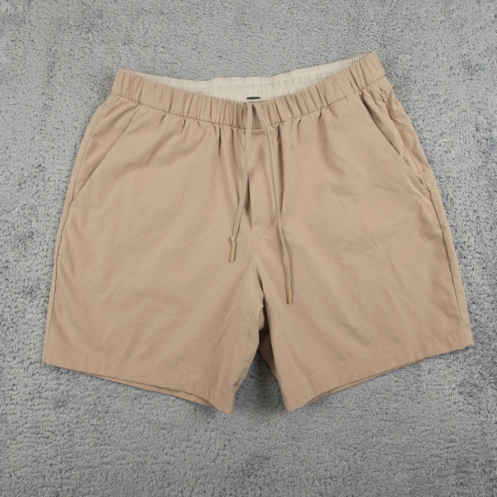 Lululemon Woven Air Short Mens Large Tan Ripstop 7" Inseam Drawstring Pull On